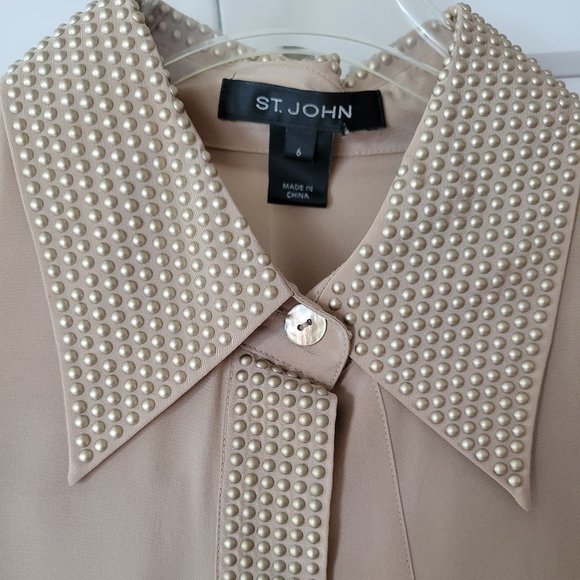 St. John Dresses & Skirts - St. John button classic shirt and fun skirt, size 6/4, neutral tan color